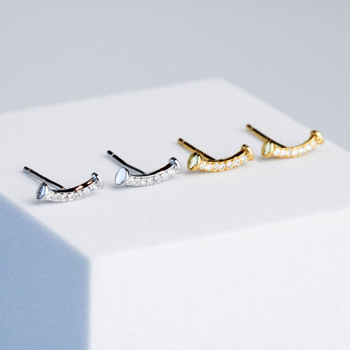 Sterling Silver Crystal Curve...