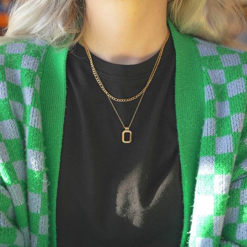 Gold Layered Necklace With...