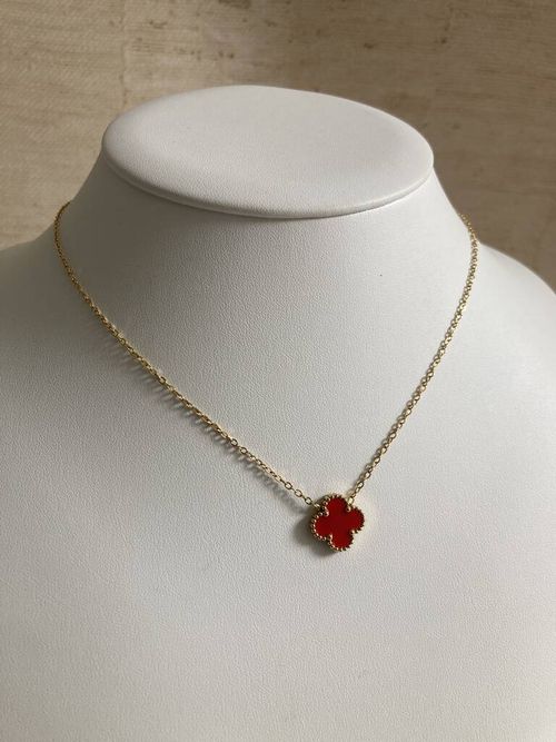 Gold Plated Red Single Clover...