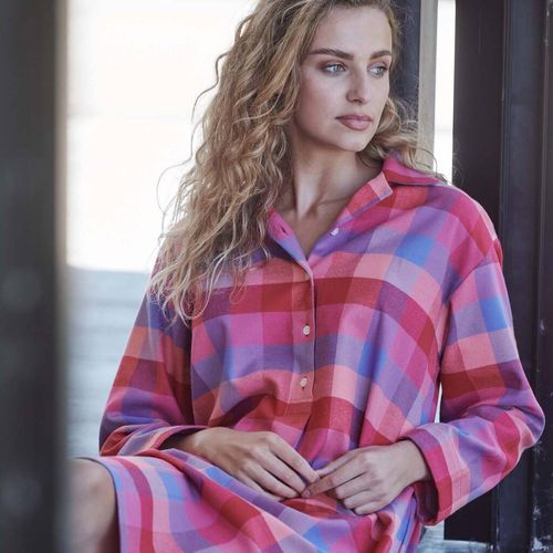Women's Coral Shire Square Brushed Cotton Nightshirt | £95.00 | Mirror ...