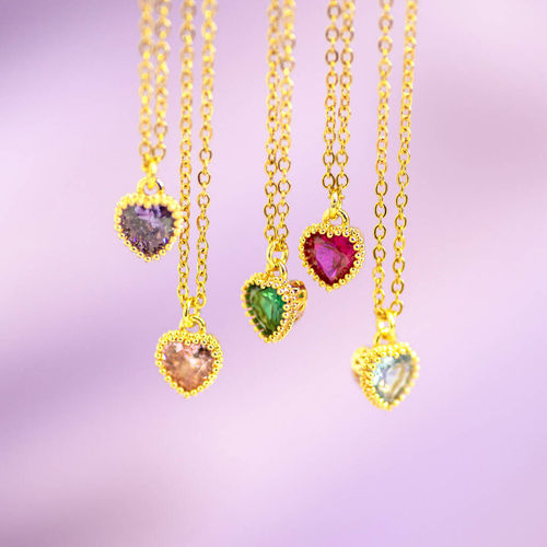 Gold Plated Heart Birthstone...