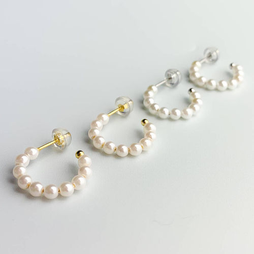 Sterling Silver Pearl Huggie...