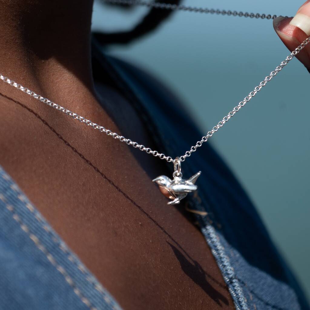 Sterling Silver and Amber Robin Necklace | A Touch of Silver