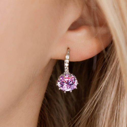 Pink Crystal Drop Huggie...