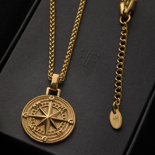 Men's 18k Gold Plated Compass...