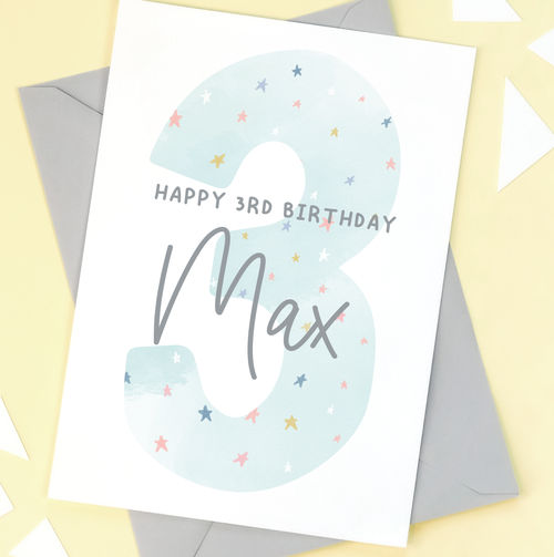 Boys 3rd Birthday Personalised Card