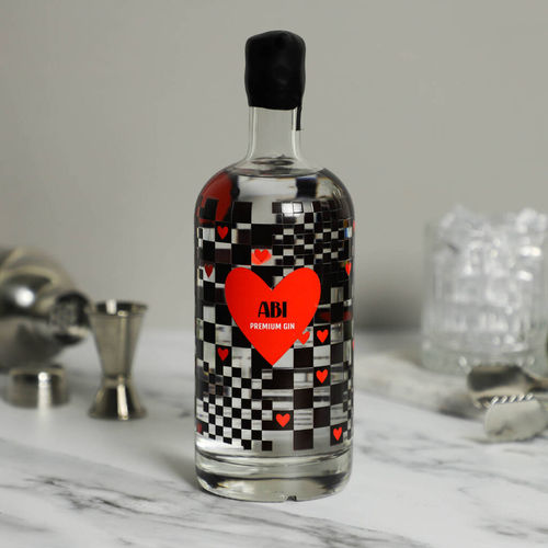 Personalised Heart Checkerboard 75cl Gin/Vodka Bottle