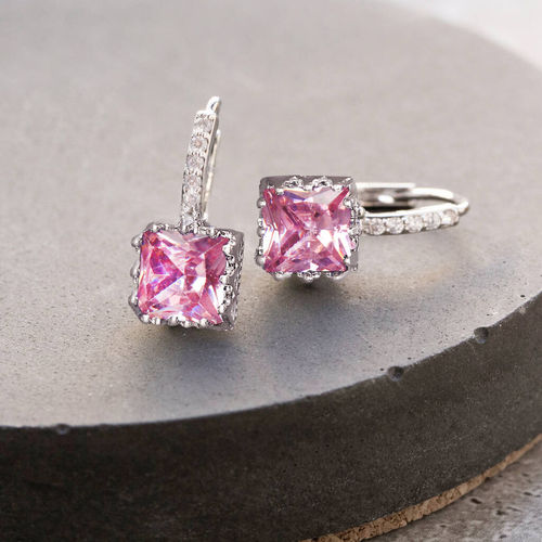 Pink Crystal Encrusted Square...