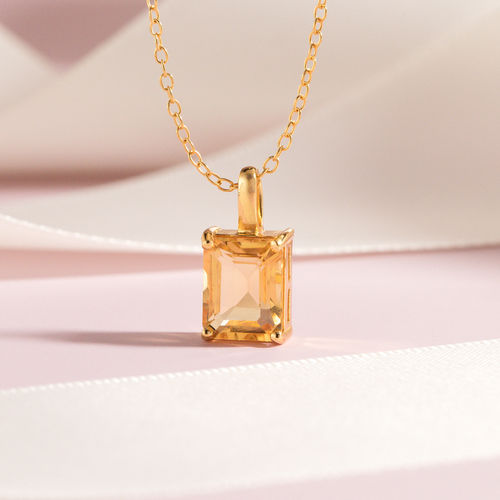 Citrine Emerald Cut Pendant...