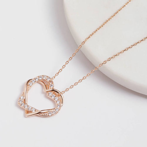 Rose Gold Colour Double Heart...
