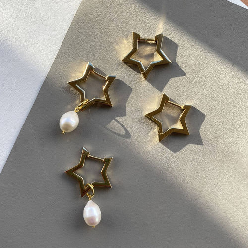 Star And Freshwater Pearl Hoop Earrings | £39.00 | Mirror Online