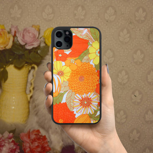 Vintage 1970's Orange Floral...