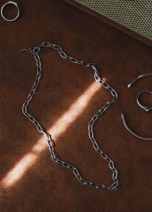 Silver Anchor Chain Necklace,...