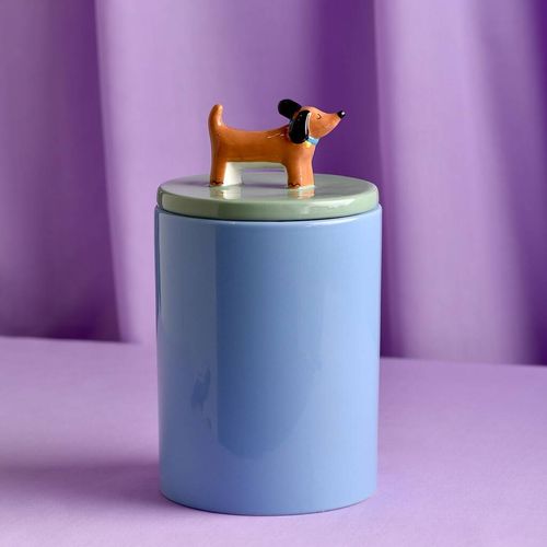 Blue Ceramic Dog Treat Jar,...