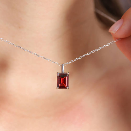 Garnet Emerald Cut Pendant...