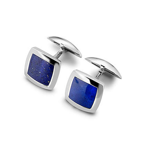 Aspinal of London Mens Blue Sterling Silver Lapis Square Cufflinks