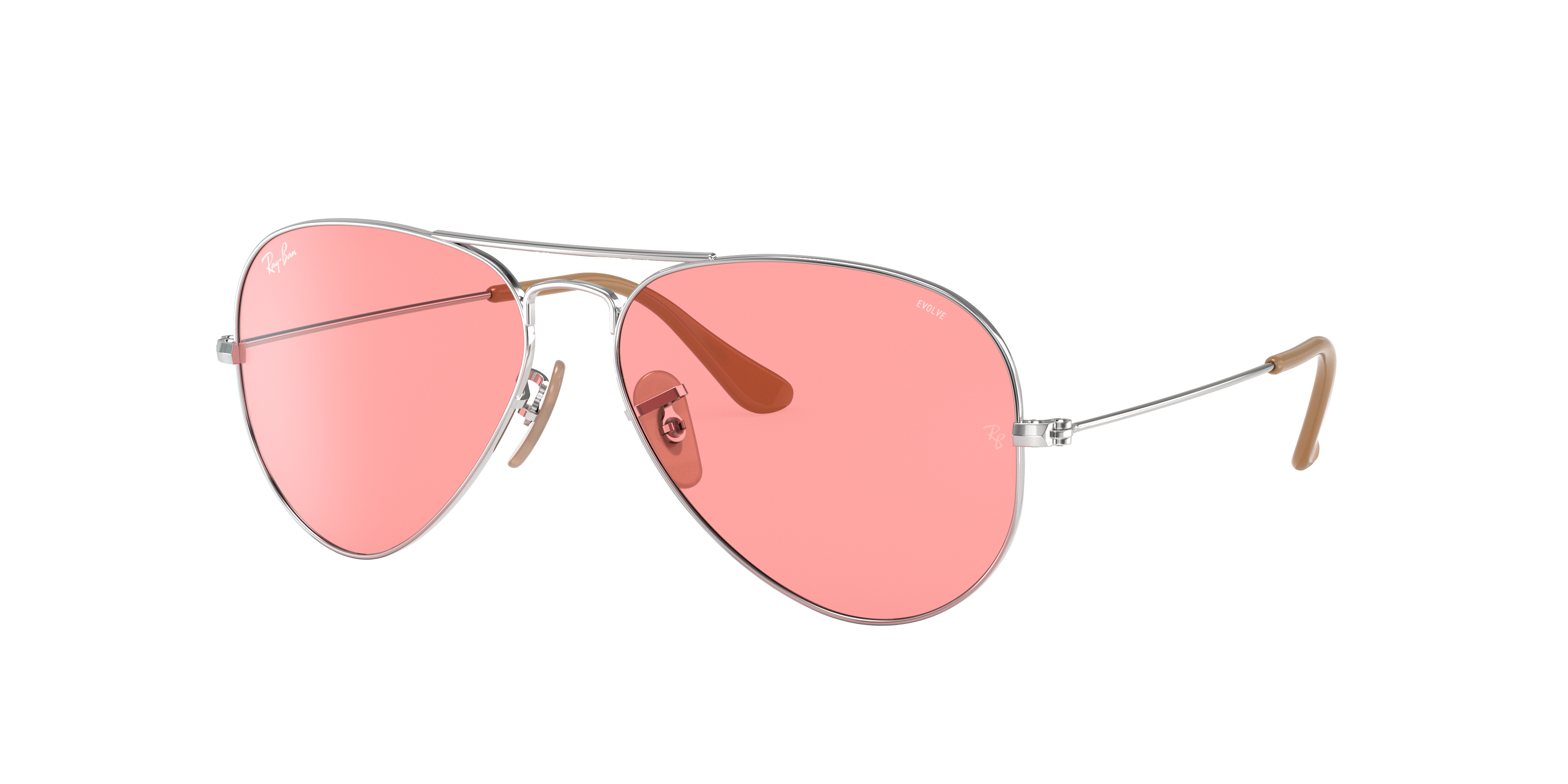 Ray-Ban Unisex RB3025 AVIATOR WASHED EVOLVE - Frame color: Silver, Lens  color: Pink Photocromic, Size 5514- | £165.00 | Grazia