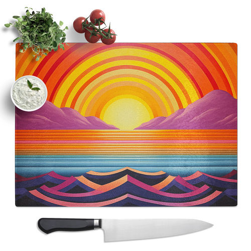 Art Deco Sunset Op Art Glass...