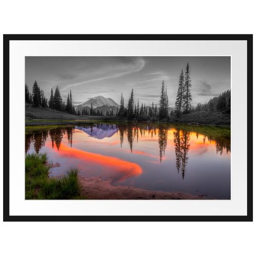 'Sunset over a Small Mountain Lake' Framed Photographic Poster | £66.99 ...