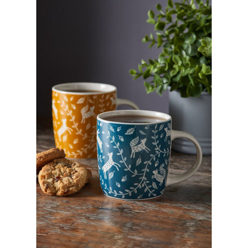 Set Of 2 Woodland Mugs 340ML