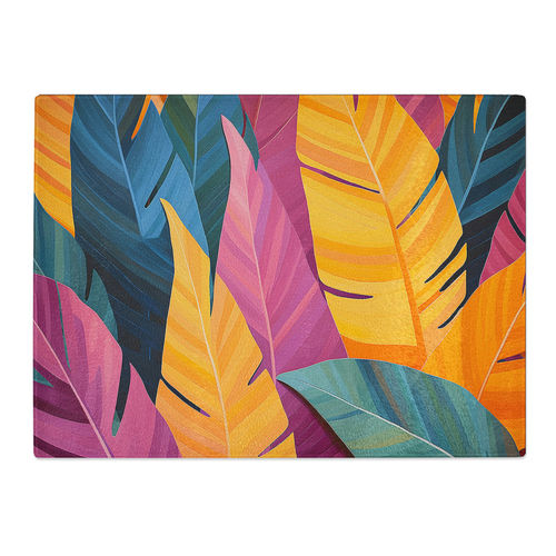 Tropical Leaf Minimalism No.5 Glass Chopping Board