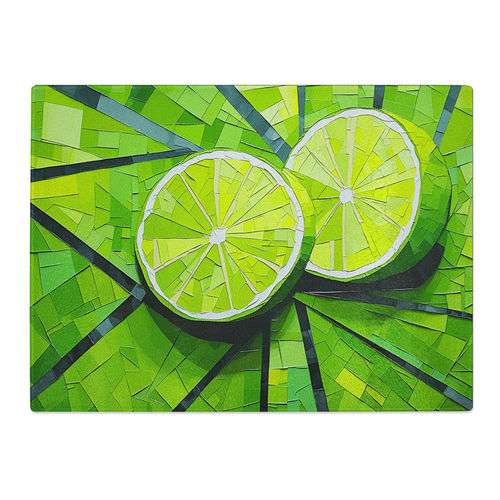 Sliced Lime Geometric Glass Chopping Board