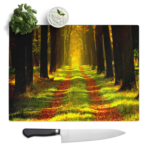 Landscape Forest Woodland Path Glass Chopping Board