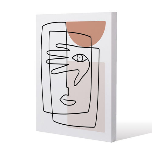 line drawing of face and hand...