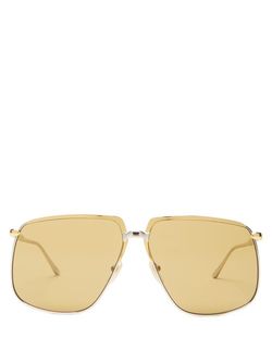 Gucci - Aviator Square Metal Sunglasses - Mens - Gold