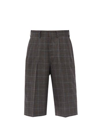 Junya Watanabe - Checked Wool Shorts - Mens - Brown Multi