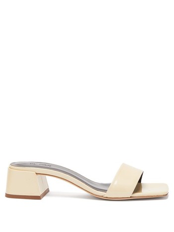 By Far - Courtney Square-toe Patent-leather Mules - Womens - Cream