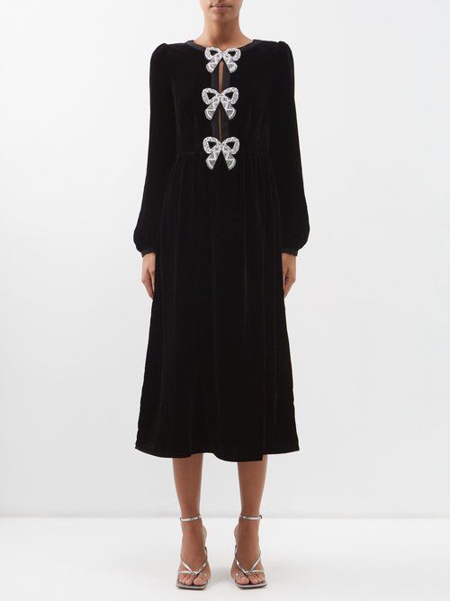 Black Bow-trimmed velvet dress, Miu Miu