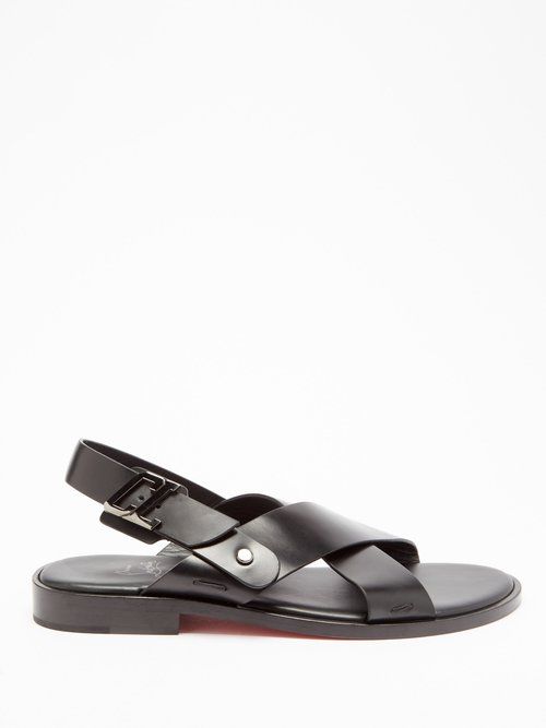 Christian Louboutin Men's Surf Black Leather Sandals