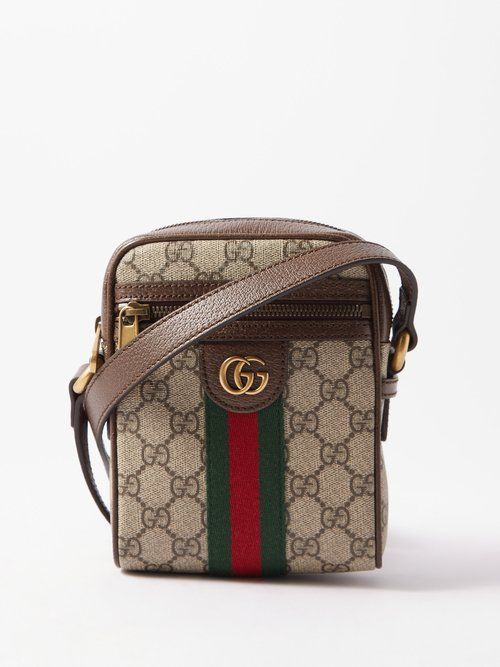 Gucci GG logo Coated canvas Cross body Bag Mens Brown Multi