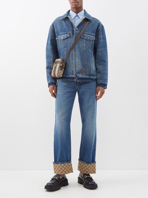 GG Jacquard Denim Jacket in Blue - Gucci