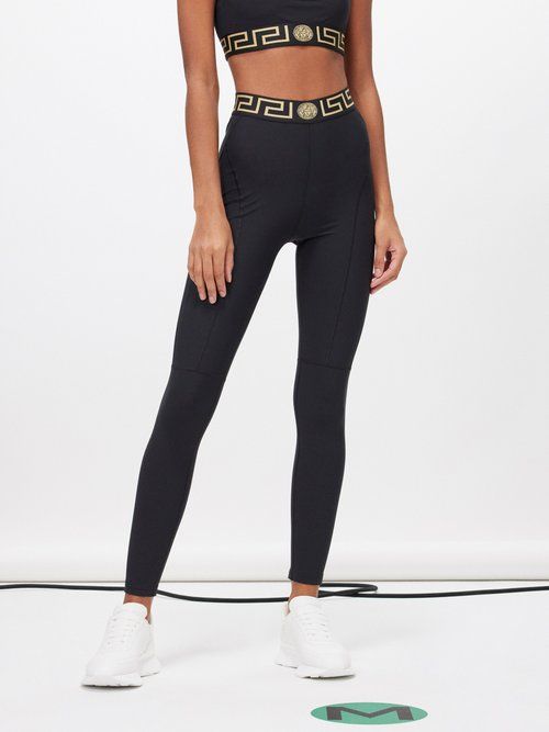 Black Logo-jacquard velvet leggings, Tom Ford