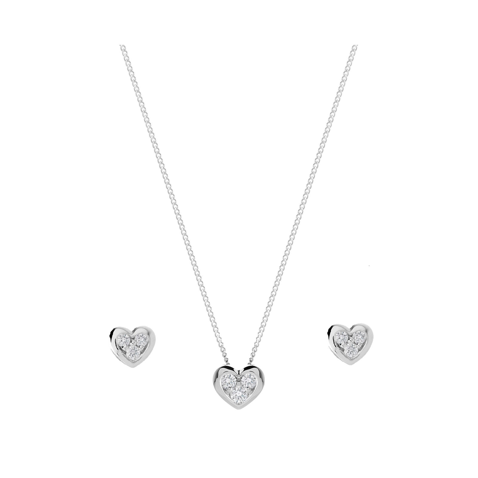 9ct White Gold 0.16ct Heart Pendant 