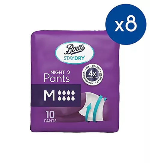 Boots Staydry Slip Medium/Large - 80 Pairs (8 Pack Bundle), £60.69