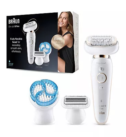 Braun Silk-pil 9 Flex, Epilator with Flexible head for Easier Hair Removal - White/Gold 9-010