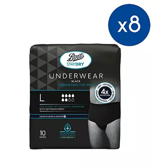 Boots Staydry Men's Underwear Pants Large - 80 Pairs (8 Pack