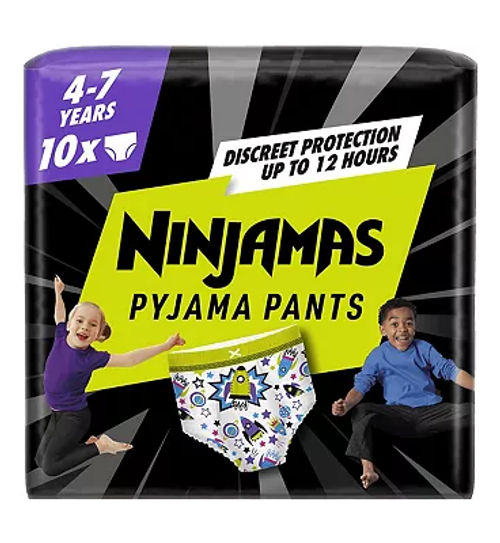 Pampers Ninjamas Bedwetting Pyjama Pants Boys x10, 4-7 Years, £6.00