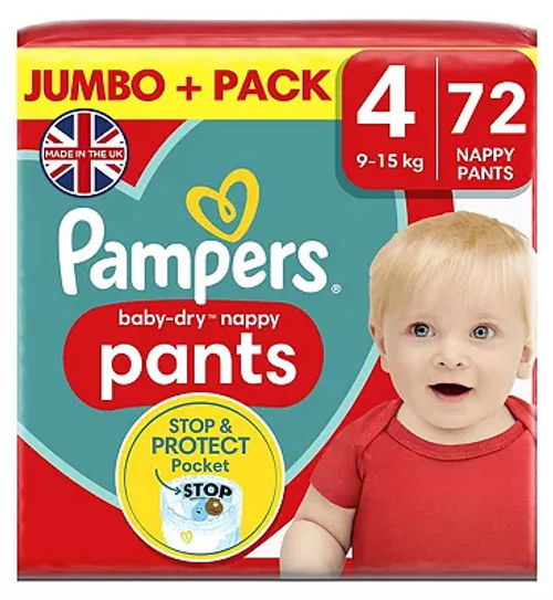 Pampers Baby-Dry Nappy Pants Size 6, 15kg+, 28 Nappies