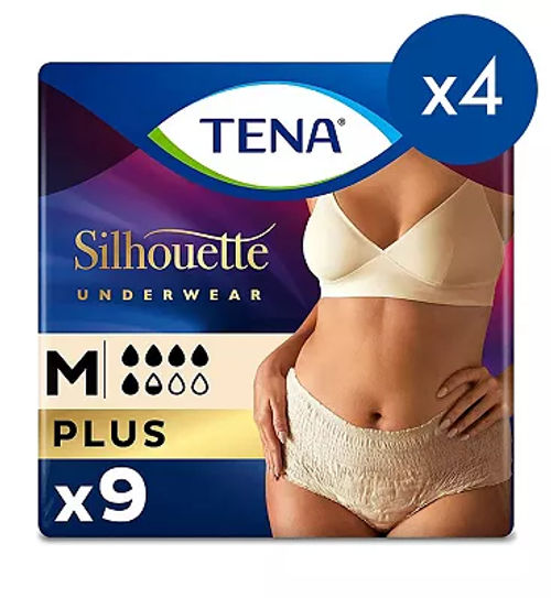 TENA Silhouette - Women's High Waist Incontinence Underwear in Black