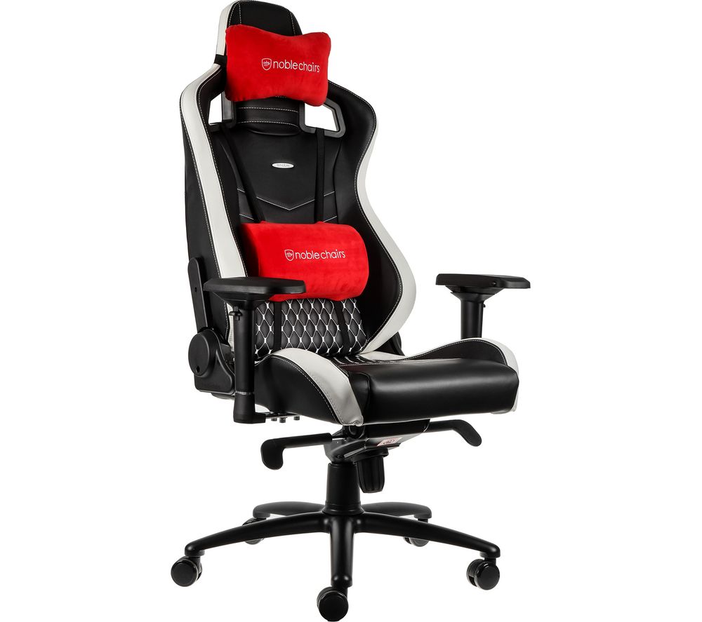 NOBLE CHAIRS EPIC Real Leather Gaming Chair Black White Red