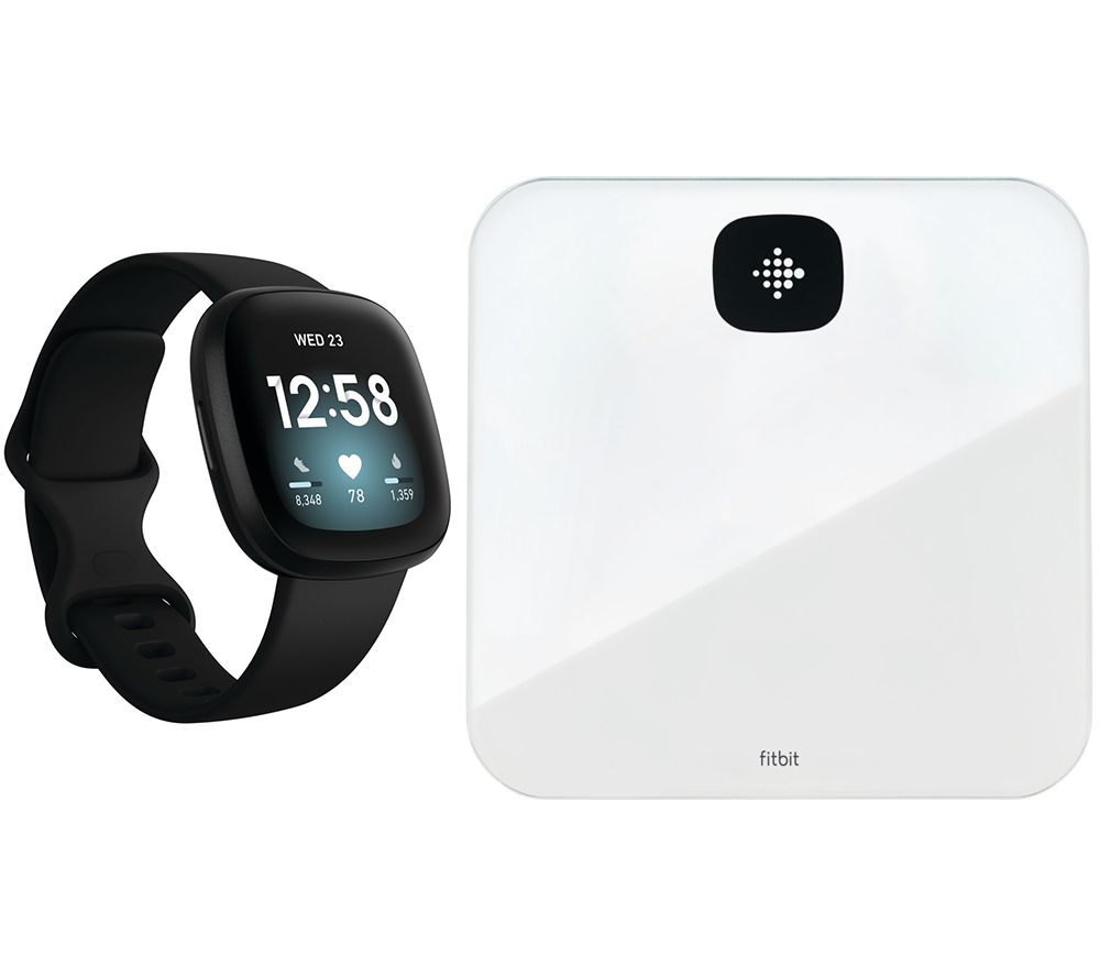 FITBIT Versa 3 Aria Air Smart Scale Bundle Black Black