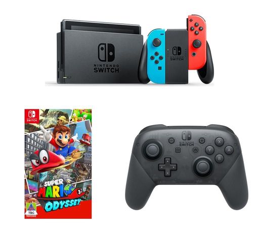 Nintendo Switch Pro Controller with Super Mario Odyssey Full Game Download  Code