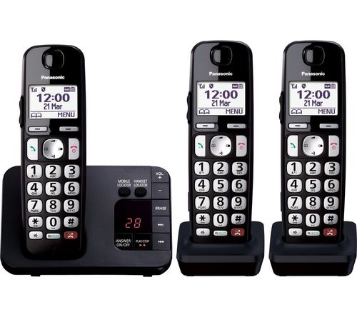 Panasonic Kx Tg81eb Cordless Phone With Answering Machine Triple Handsets Compare Bluewater