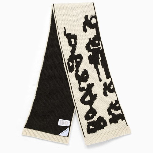 Wool scarf with two-tone logo