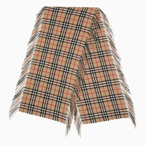 Beige cashmere check scarf