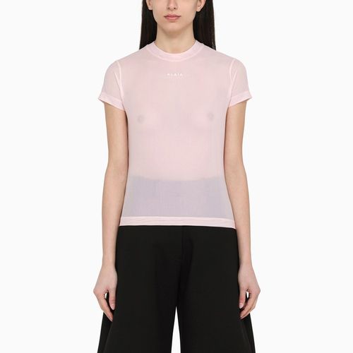 Pink semi-transparent T-shirt...